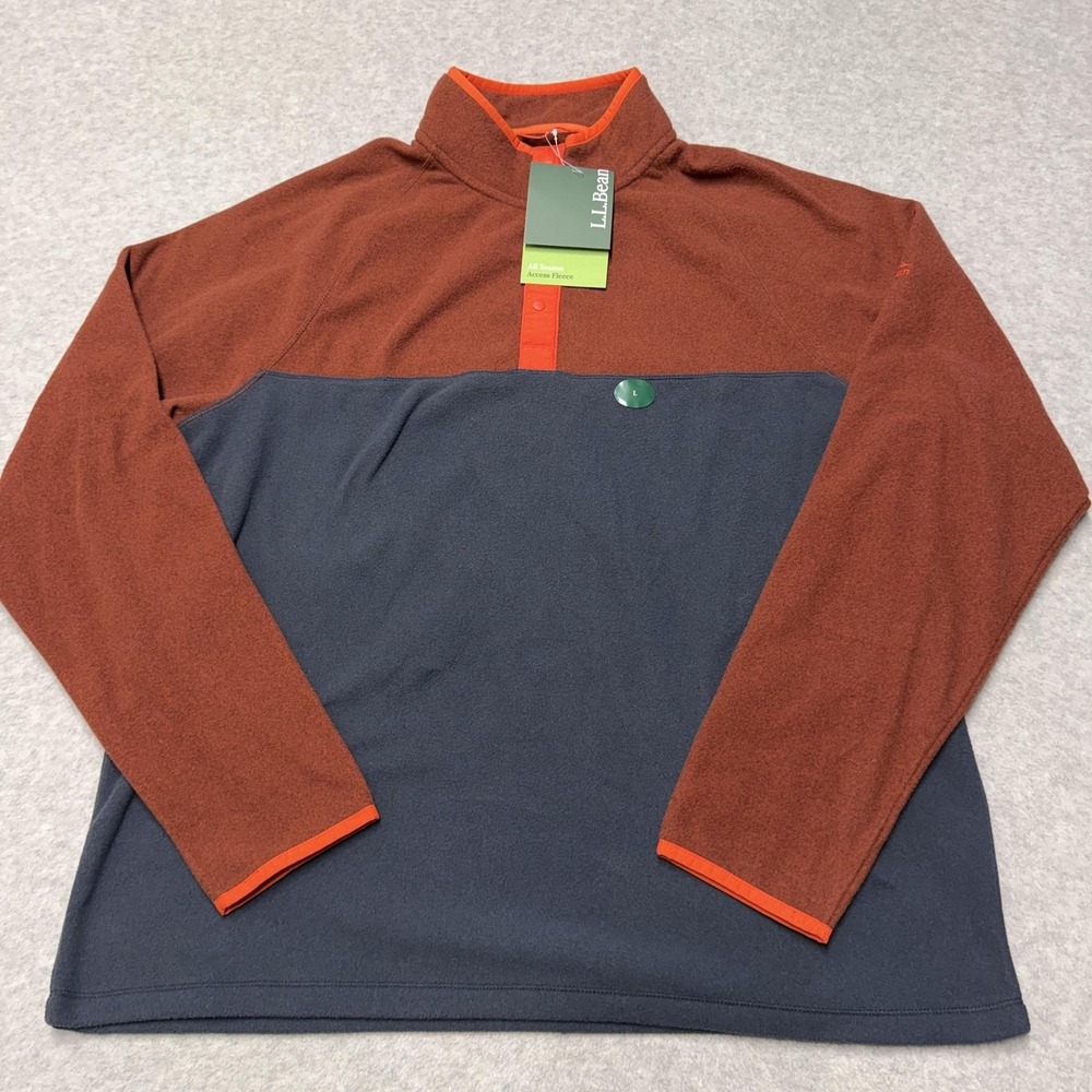 LL Bean All Season Access Fleece Pullover Mens Large Multicolor Snap Colorblock